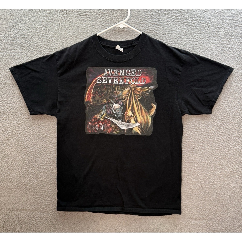 Avenged Sevenfold Shirt Adult Large Black Rock Metal Skull Biker Motorcycle